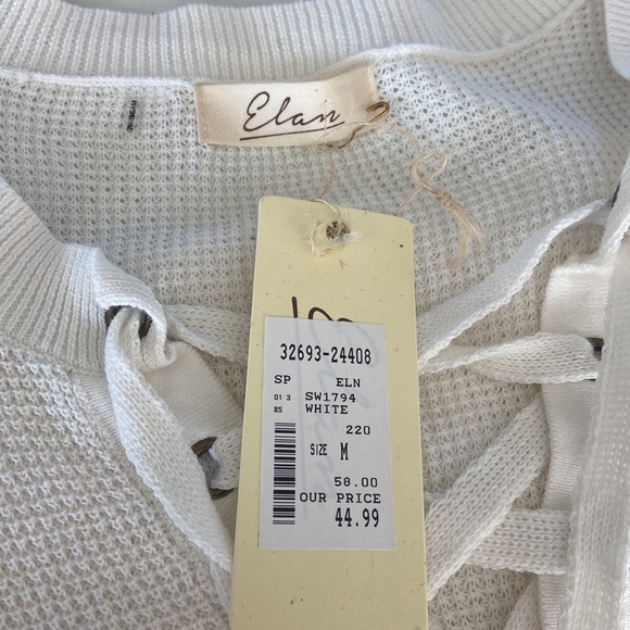 Open shoulder cream knit lace up sweater!  So cute and perfect for fall! - Picture 4 of 6